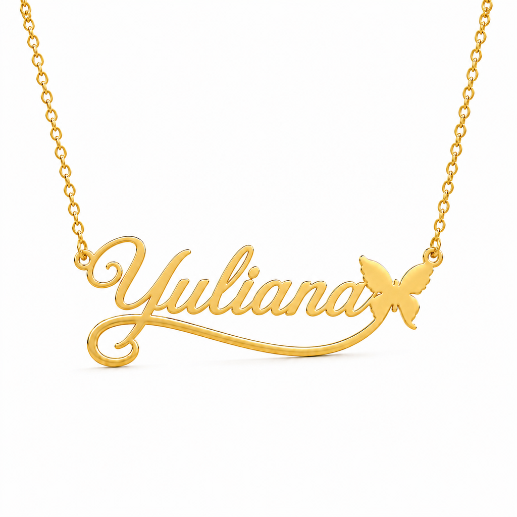 Personalized Name Necklace with Butterfly | Custom Name Pendant