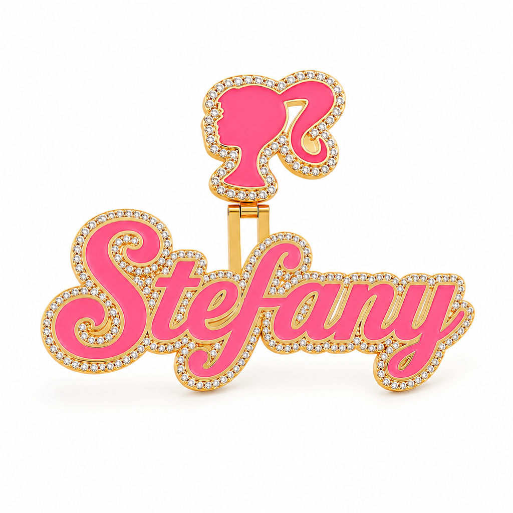 Personalized Gold Enamel Name Pendant| 5-7 letter name