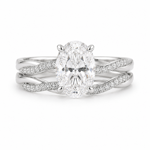 Lab Grown Diamond Bridal Set | Oval 2 ct