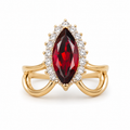 Marquise Red Gemstone Halo Ring