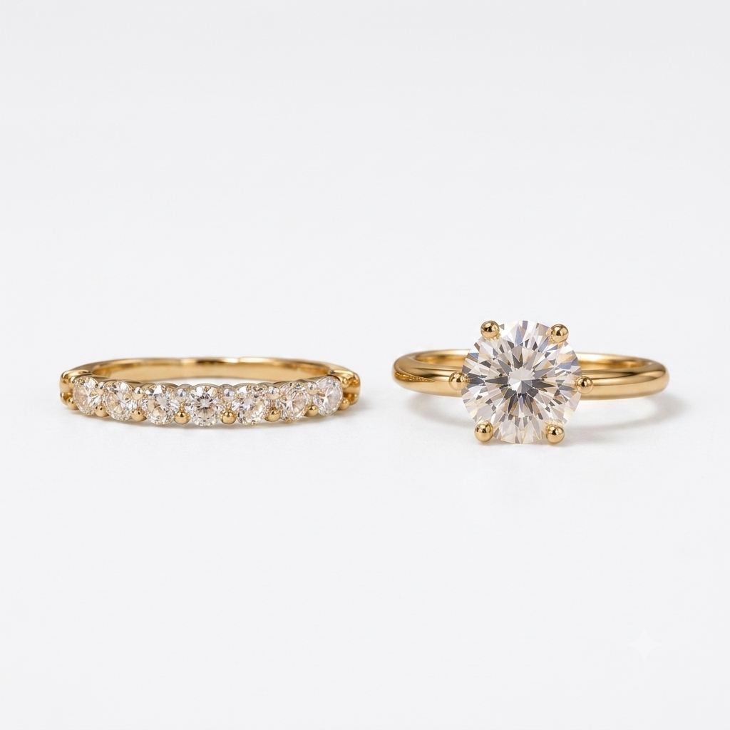 Gold Lab Grown Diamond Bridal Set 14k
