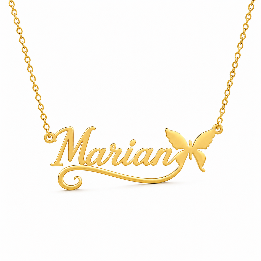 Personalized Name Necklace with Butterfly | Custom Name Pendant