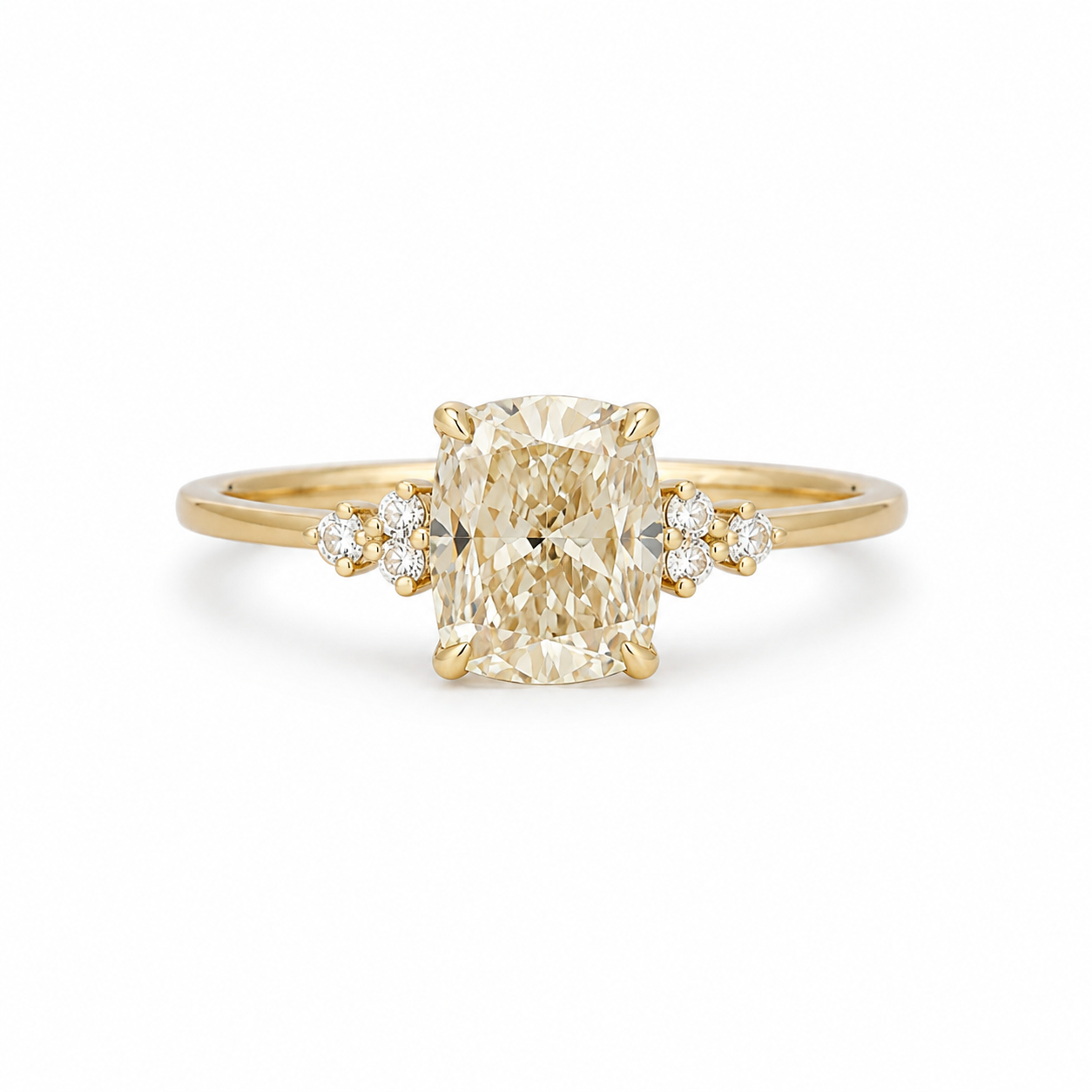 Lab Grown Yellow Diamond Ring | Cushion 2.6 ct