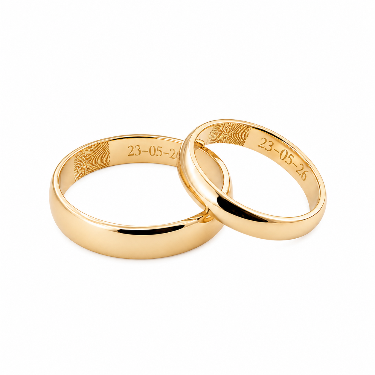 Matching Wedding Band Set-Personalized with Your Fingerprints & Engraving