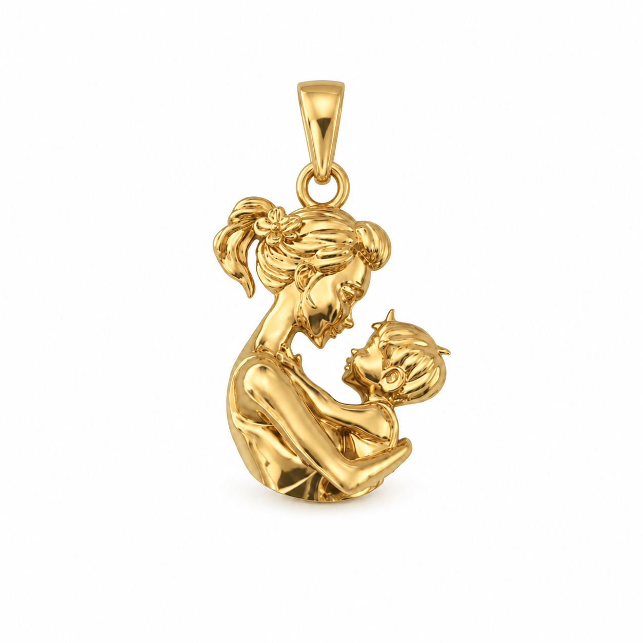 Mother & Child Gold Pendant – Symbol of Unconditional Love
