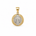 Two-Tone Gold Saint Benedict Medal Pendant 15.8mm
