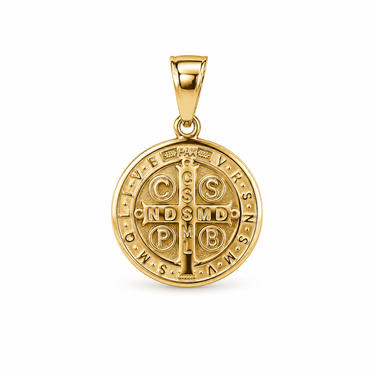 Two-Tone Gold Saint Benedict Medal Pendant 15.8mm