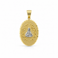 Oval Jesus & Virgin of Guadalupe Medallion in Gold with Rhodium Details