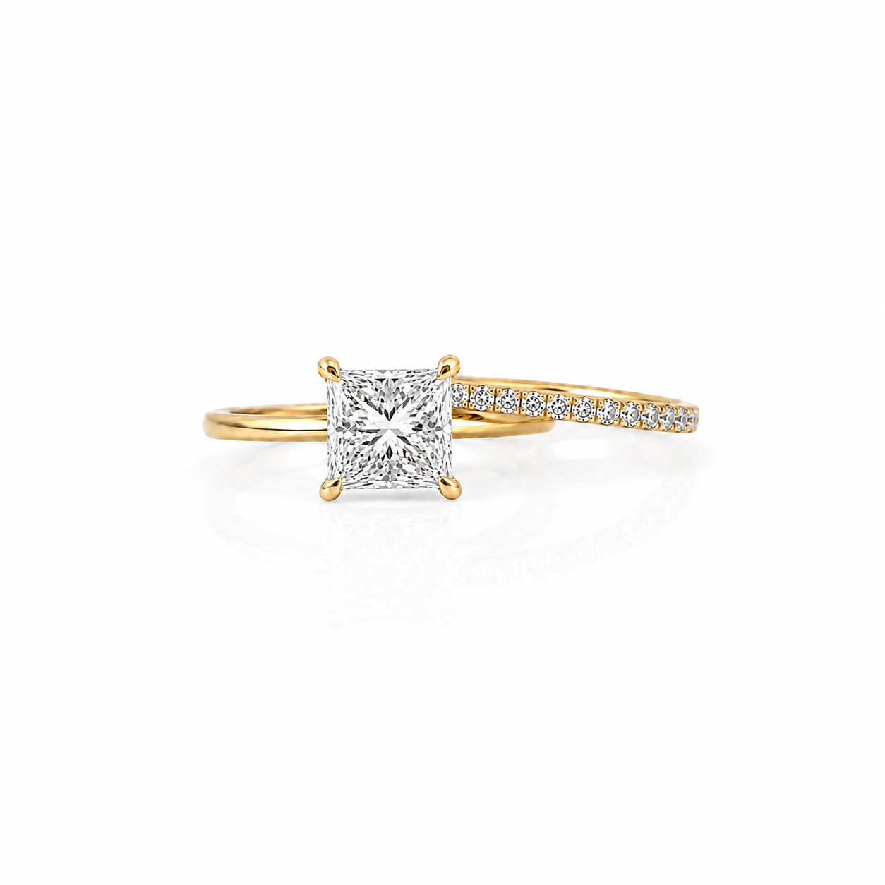 Lab Grown Diamond Bridal Set | Princess cut 1.62 ct center stone