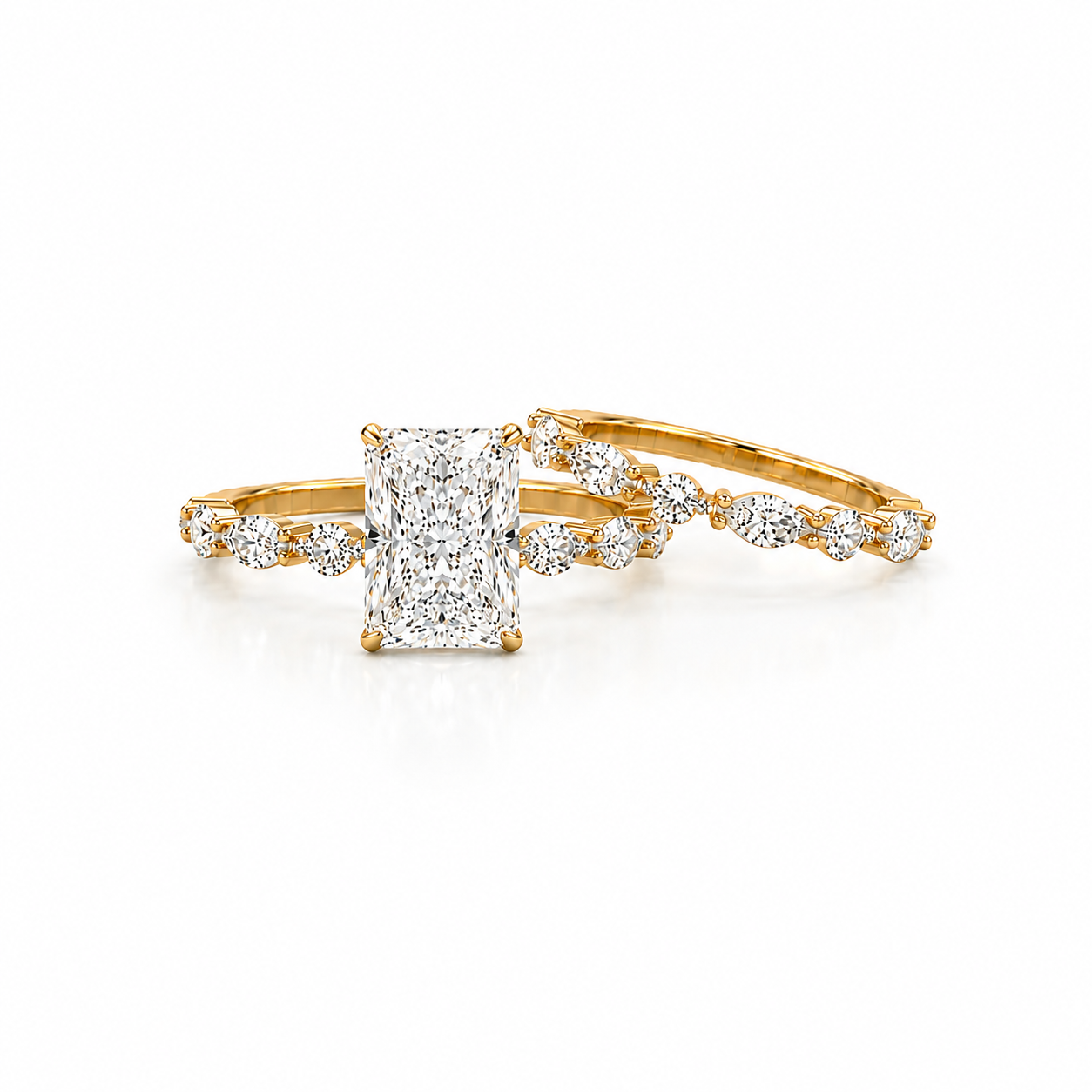 Lab Grown Diamond Bridal Set | Radiant Cut 4 ct